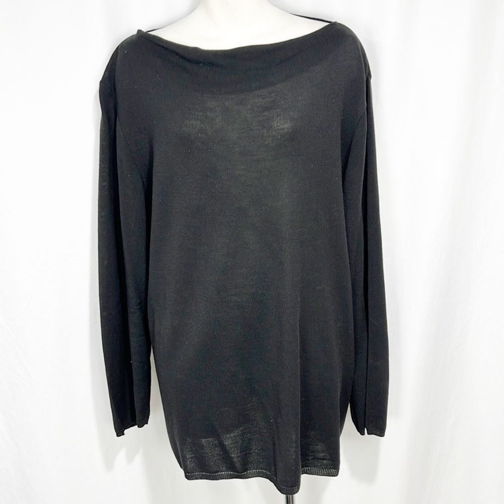 Marina Rinaldi Black Boat Neck Tunic Sweater XXL